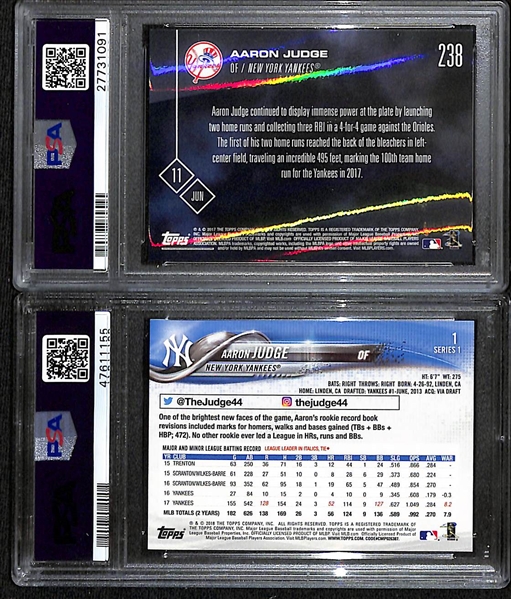 Lot of (2) PSA 10 Graded Aaron Judge Cards w. 2017 Topps Now # 238 Rookie
